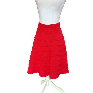 Hanna Andersson Tiered Knee Length Skirt Cherry Red Womens Size Large Cotton